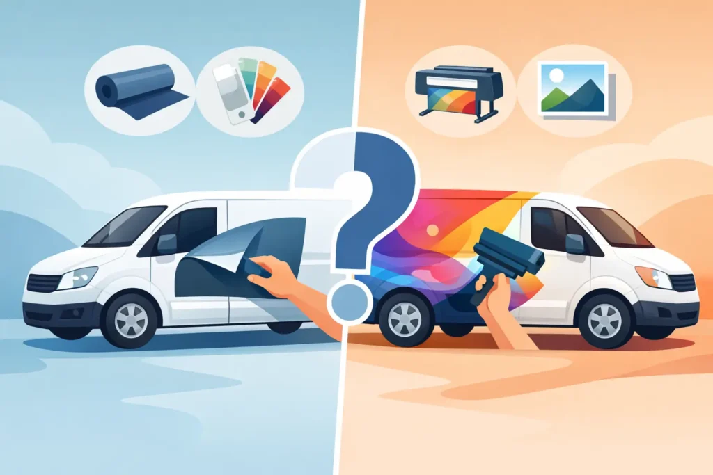 Foliebogstaver eller printet skilt til bilen?